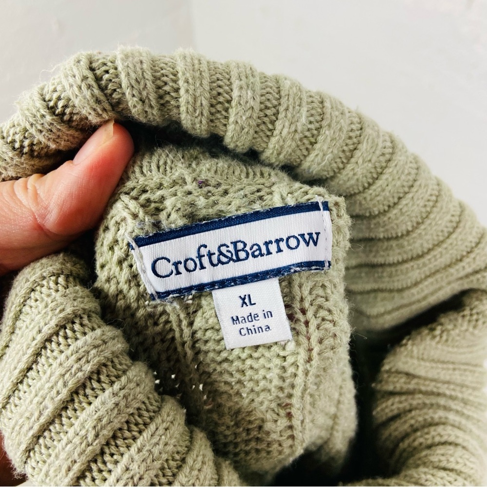 Croft & Barrow pastel green chunky knitted cotton turtleneck Sweater size XL - Picture 6 of 9